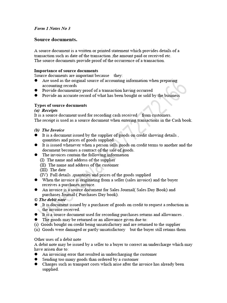Form 1 Accounts Notes 3 | PDF | Invoice | Credit Card