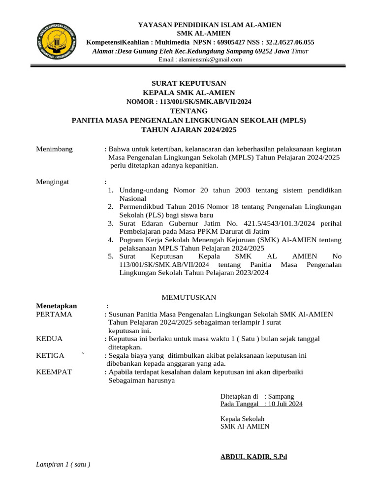 Sk panitia mpls 2023 pdf