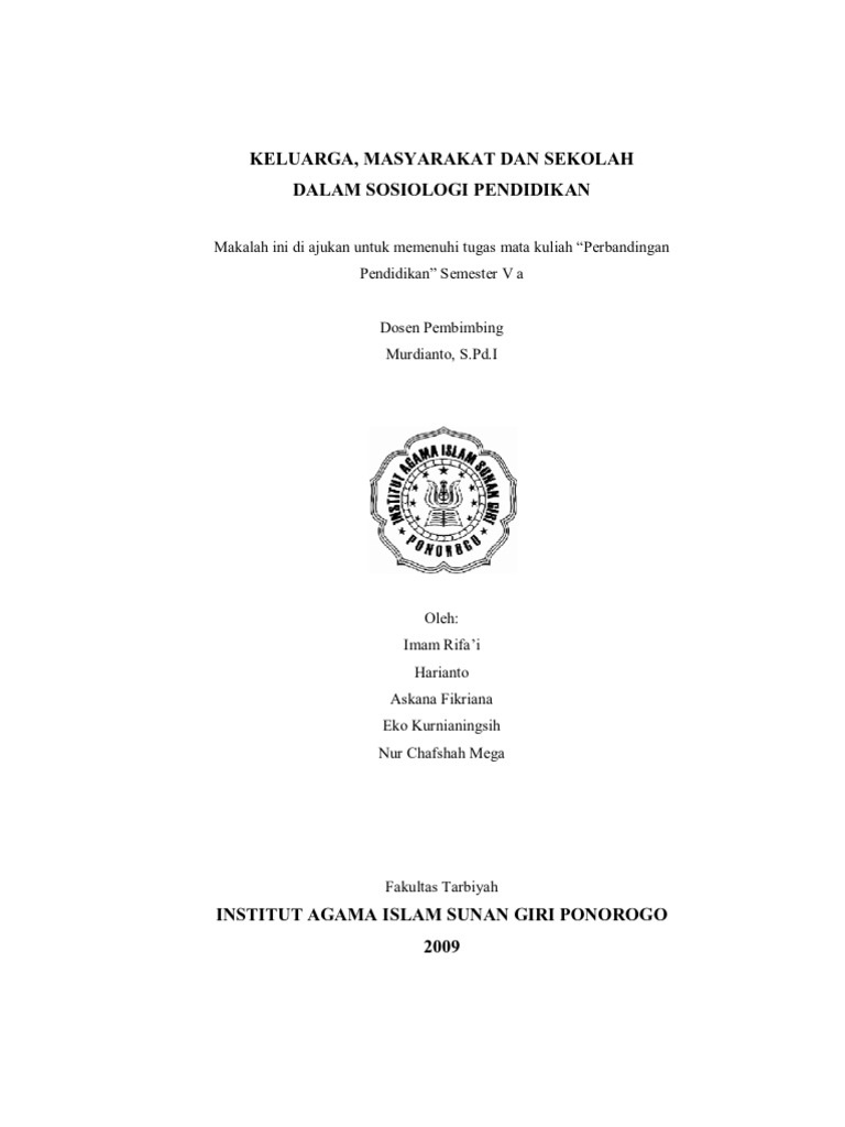 Contoh Makalah Sosiologi Pendidikan