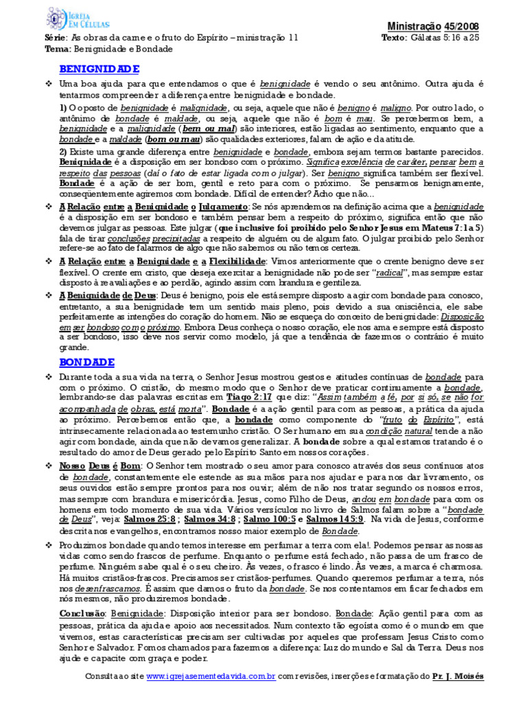 Diferenças entre Benignidade e Bondade | PDF | Deus | Crença e doutrina ...