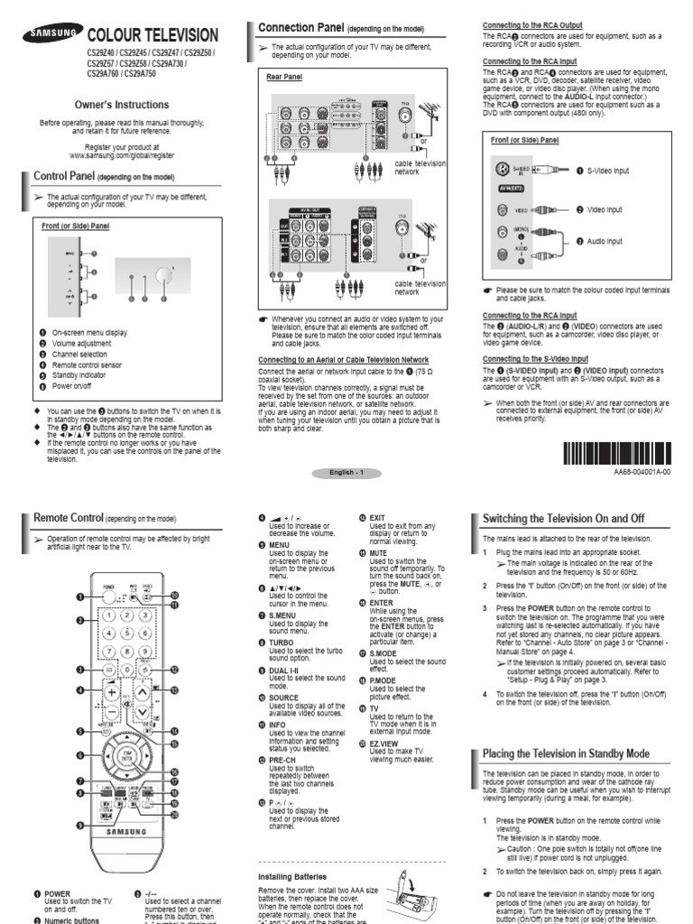 TV Connection Guide & Setup Instructions | PDF | Menu (Computing ...