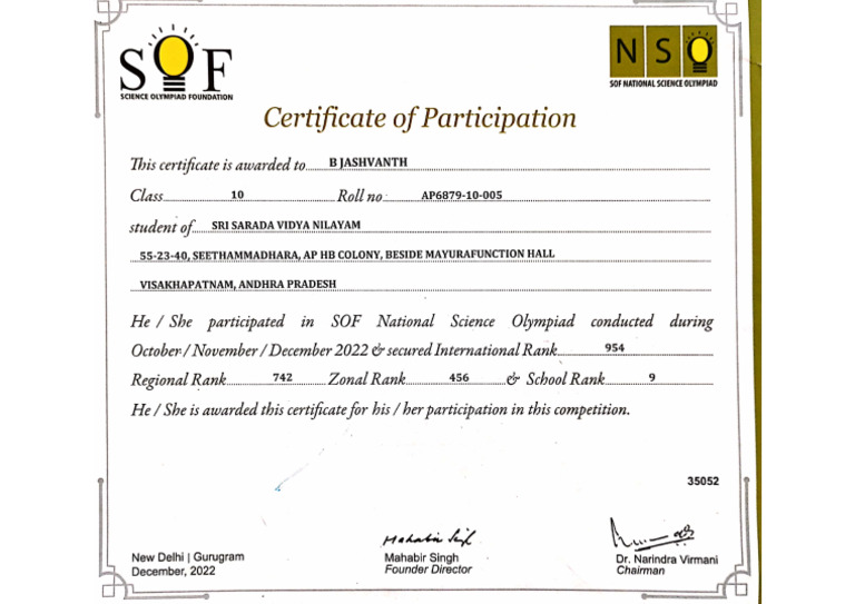 NSO Science Olympiad | PDF