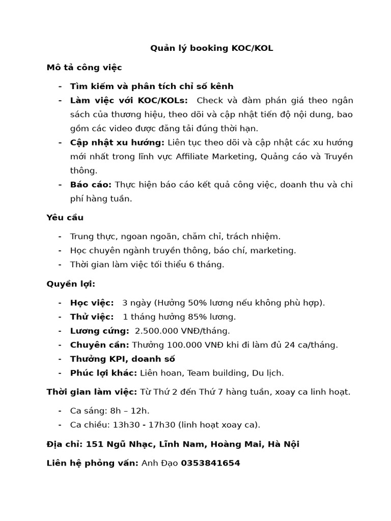JD Koc Kol Part Time | PDF
