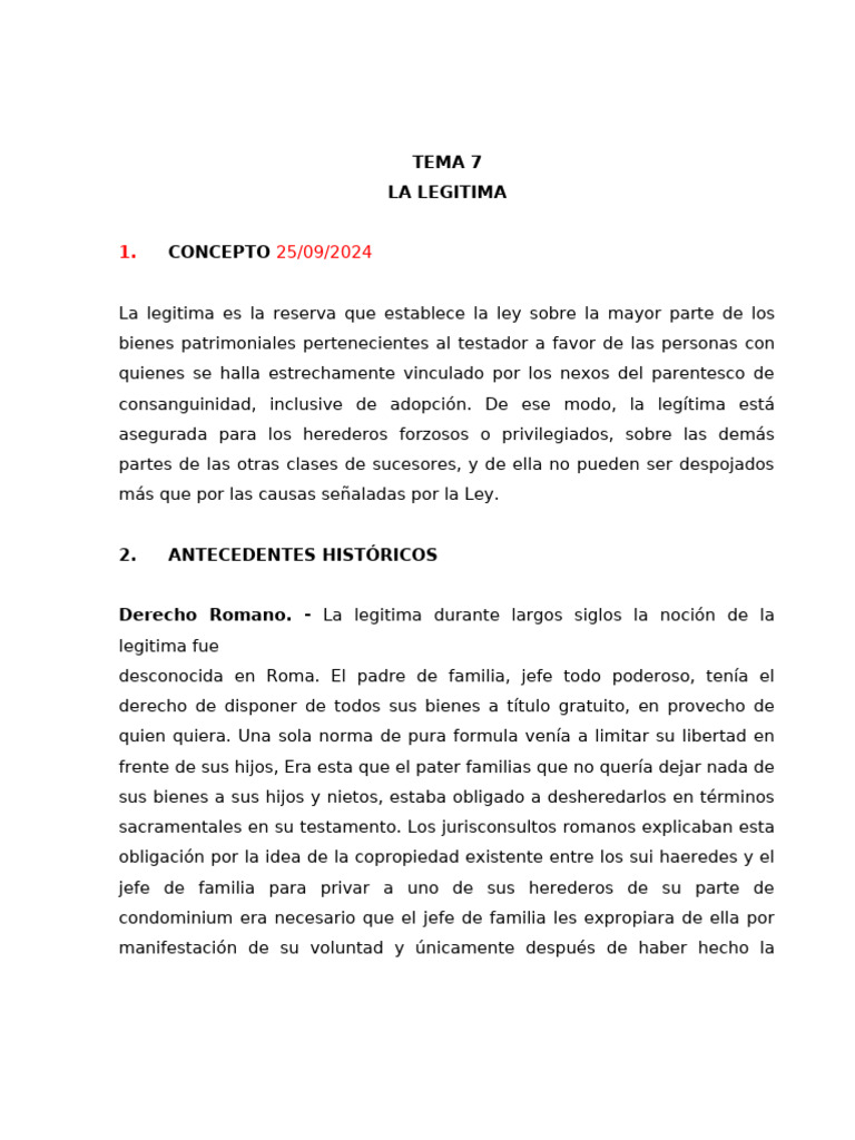 Concepto y Naturaleza de la Legítima | PDF | Herencia | Parentesco