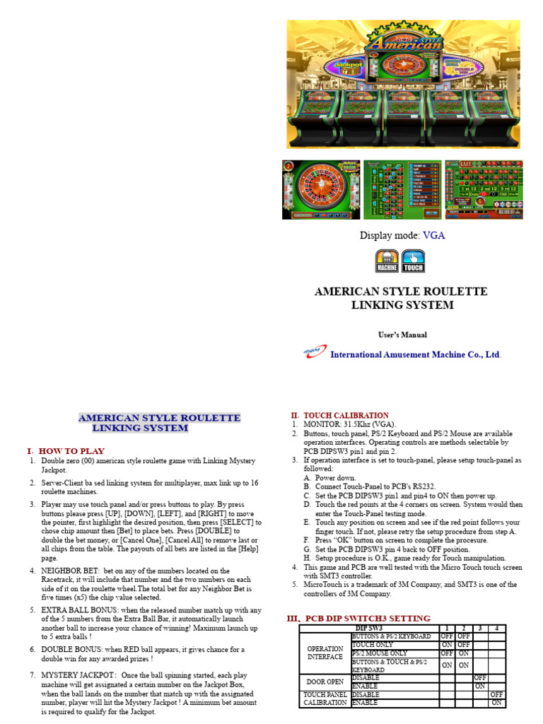 American Style Roulette User Manual | PDF | Touchscreen | Roulette