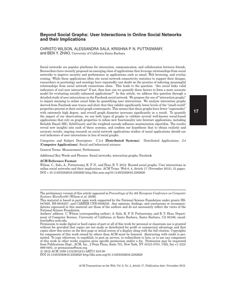 Beyond Social Graphs User Interactions in Online Social Networks | PDF ...