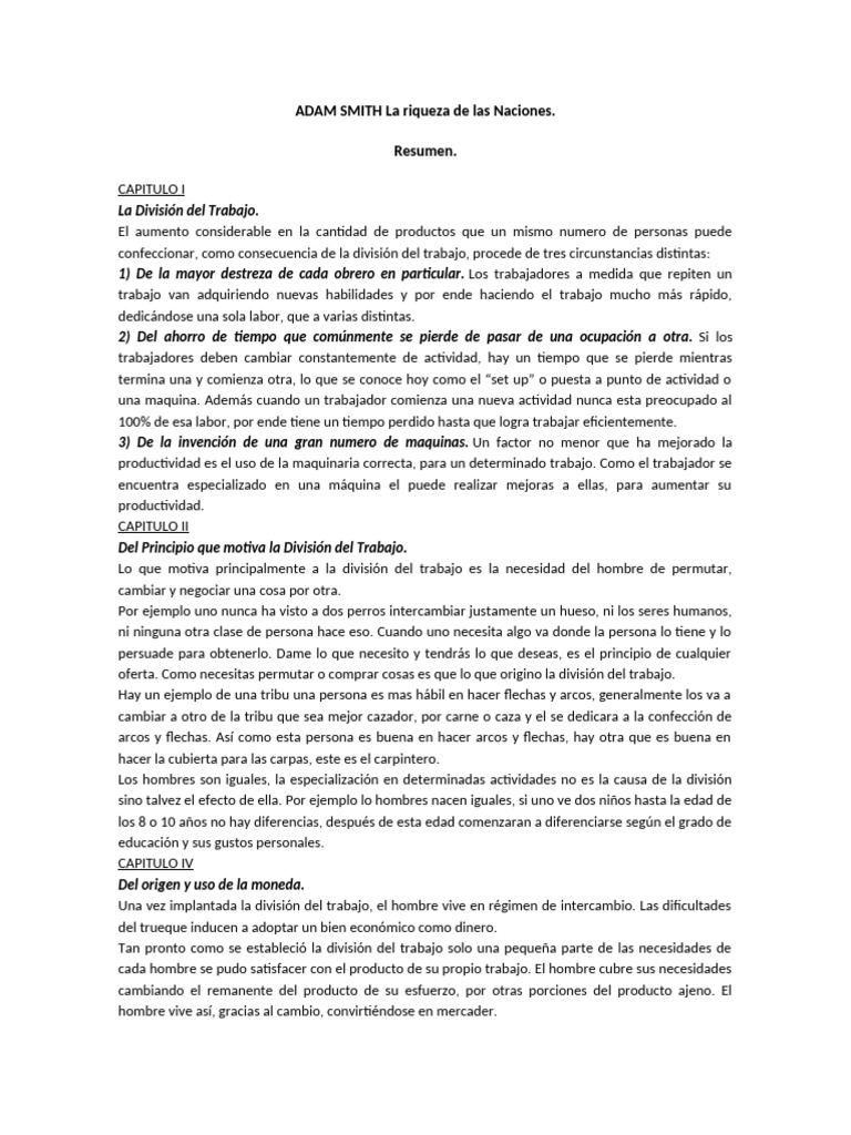 ADAM SMITH La Riqueza de Las Naciones | PDF | Precios | Mercado (economía)