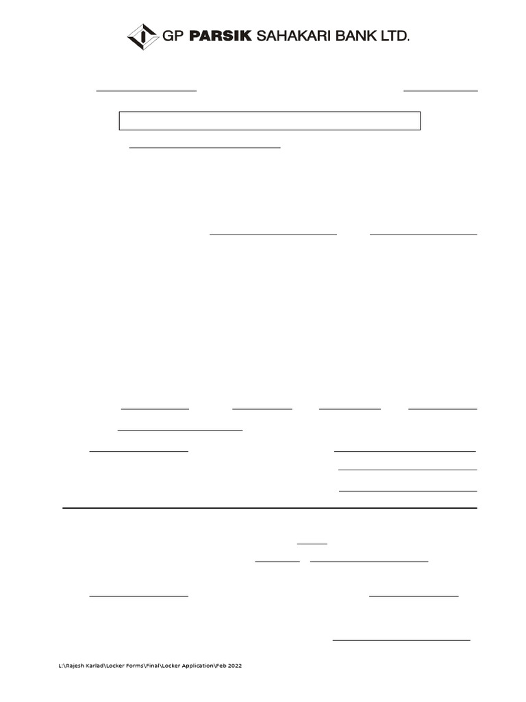 Locker Application Form Template | PDF | Business | Law