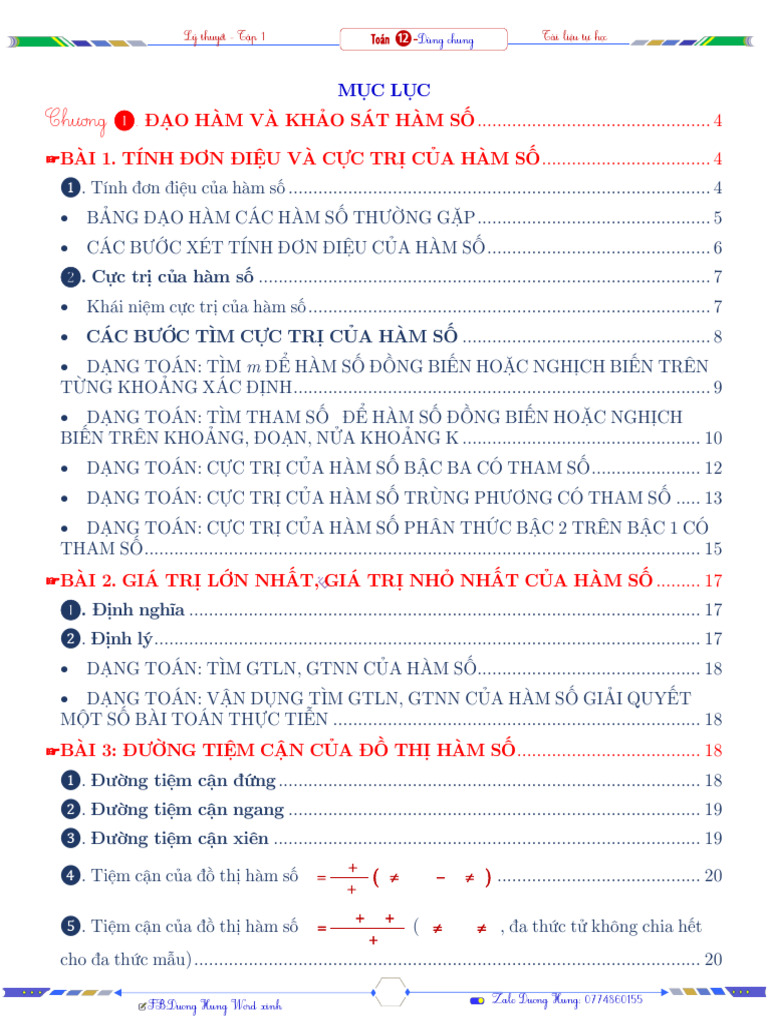 Full Ly Thuyet Toan 12 New - Tap 1 | PDF