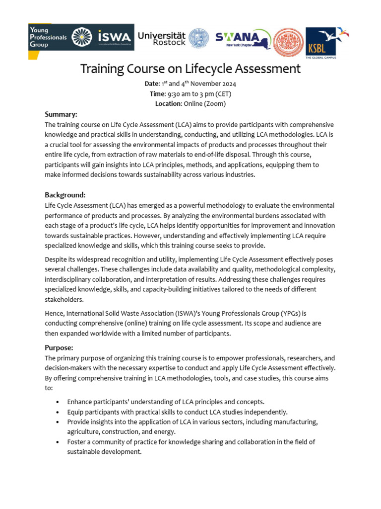Online Life Cycle Assessment Training | PDF | Life Cycle Assessment ...