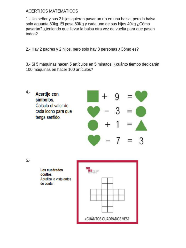 Acertijos Matematicos | PDF | Ciencia y matemáticas