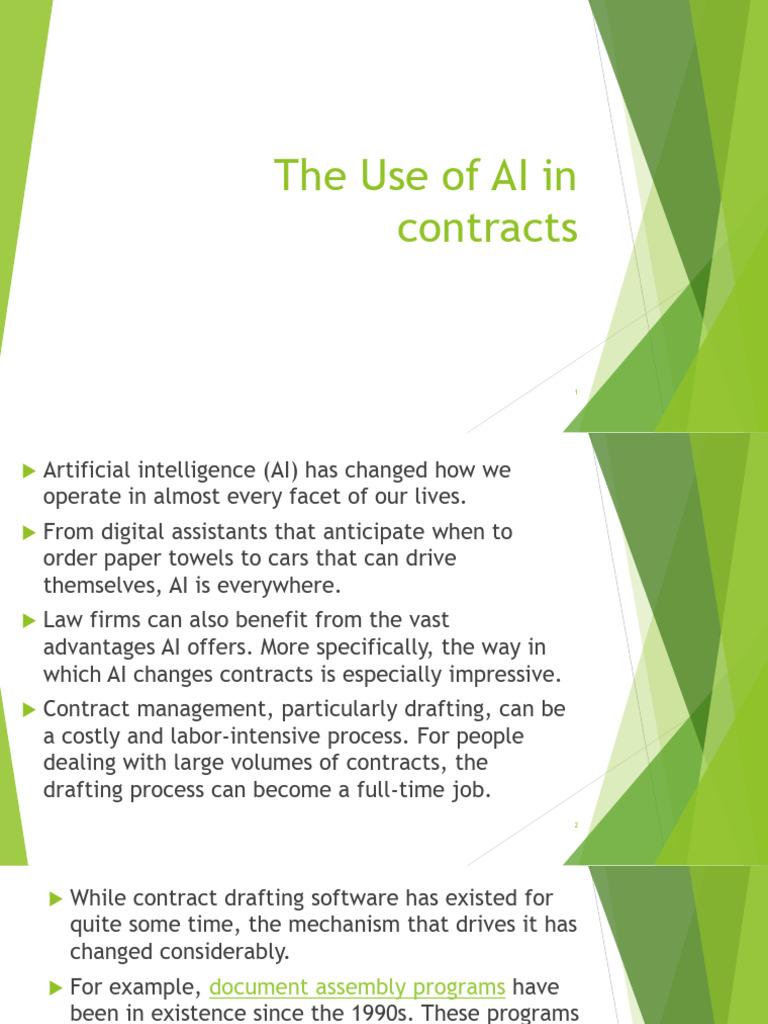 Business Law - The Use of AI in Contracts | PDF | Artificial ...