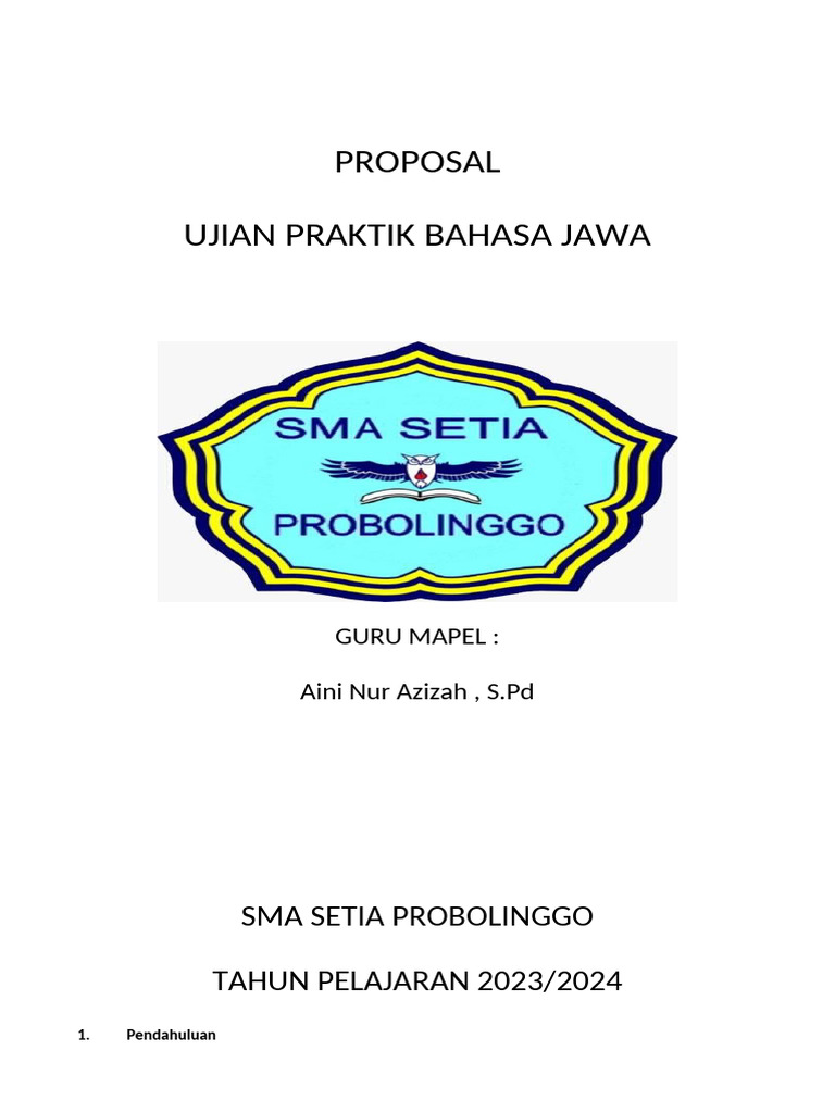 Proposal Ujian Praktik Bahasa Jawa Kelas 9 | PDF | Karier & Perkembangan