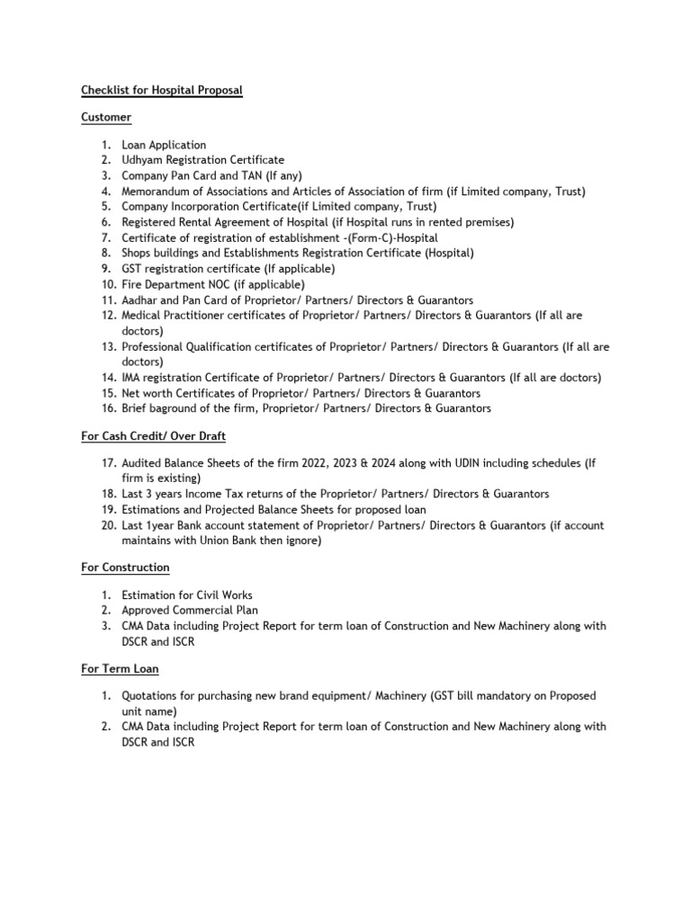Hospital Check List-1 | PDF