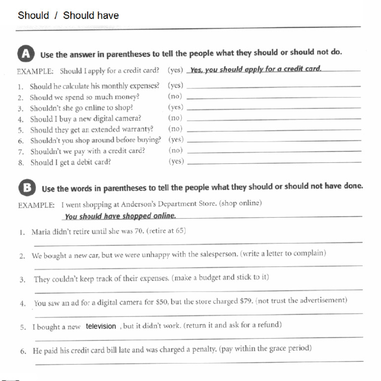 11-13-24 Activity 1 - Modals - Should | PDF