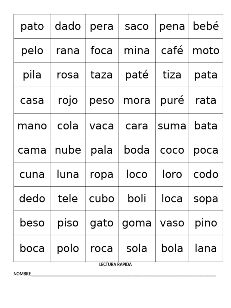 Lectura Rápida Palabras | PDF