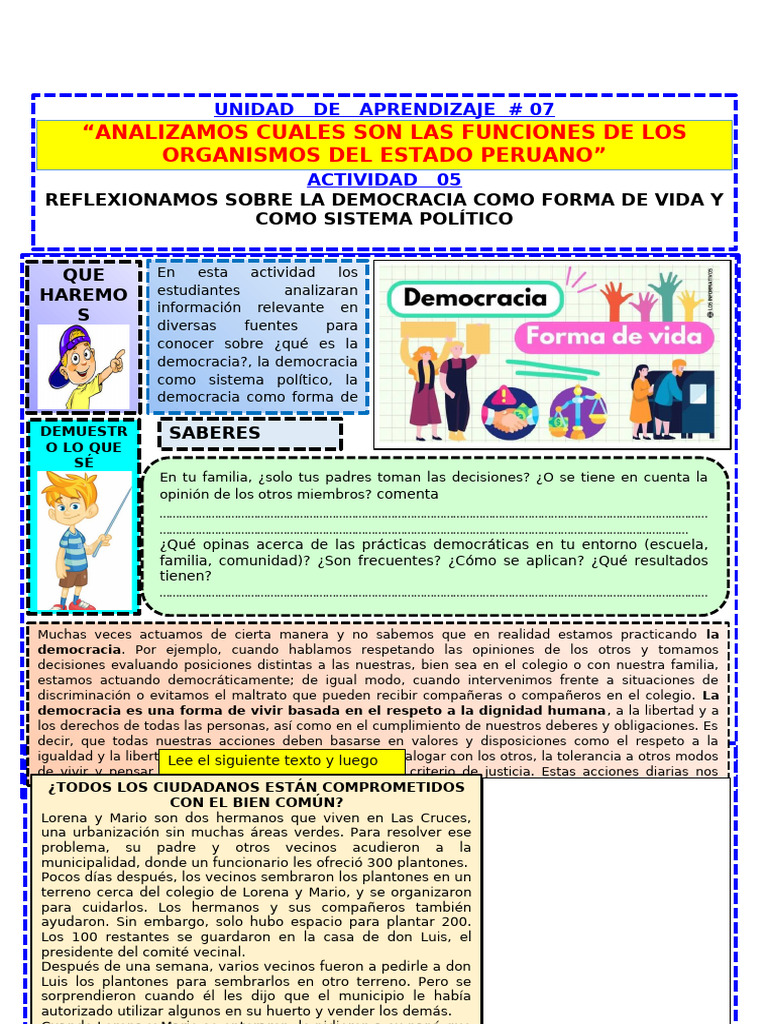 Actividad 5 DPCC 1° Unidad 7 | PDF | Democracia | Ideologías políticas