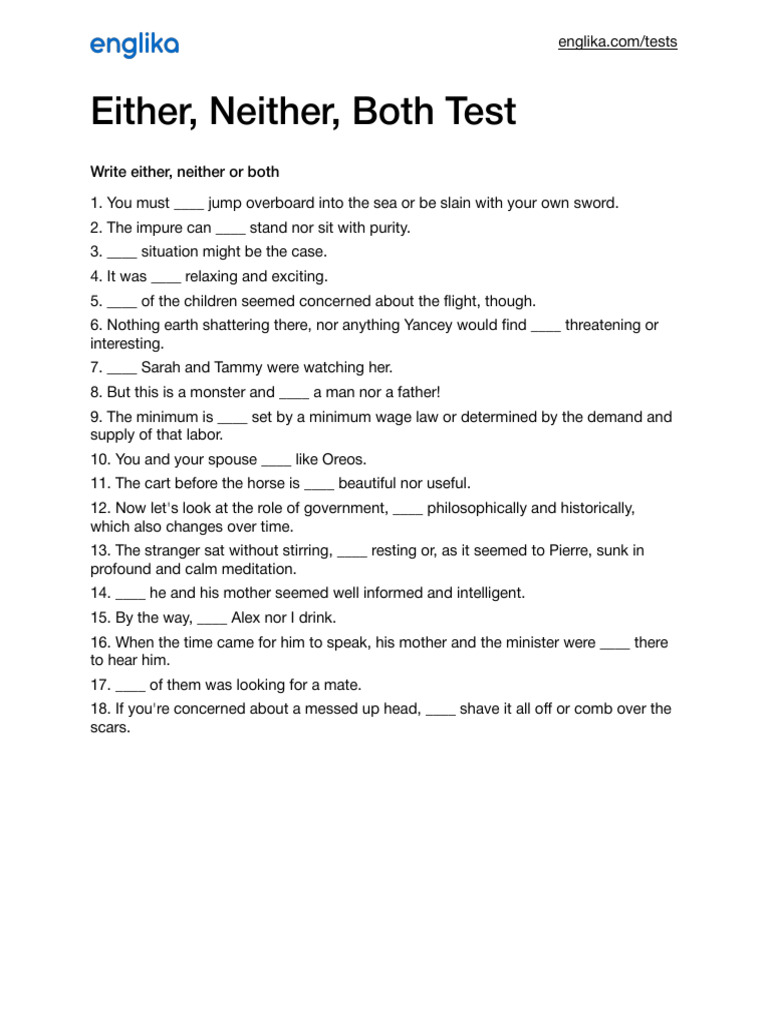 Either Neither Both Test en | PDF