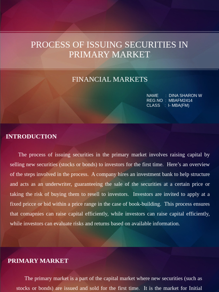 Issuing Securities in Primary Market | PDF | Securities (Finance ...
