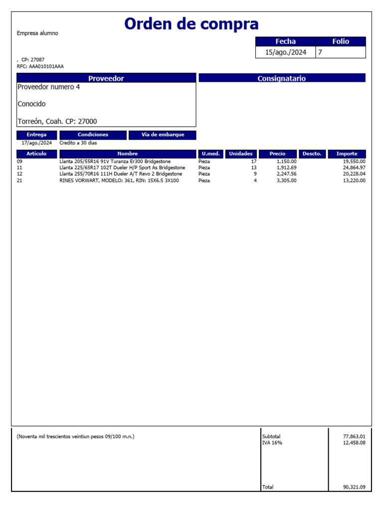 Orden de Compra 7 | PDF