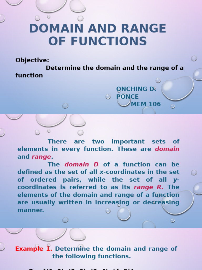 Domain and Range of Functions Guide | PDF