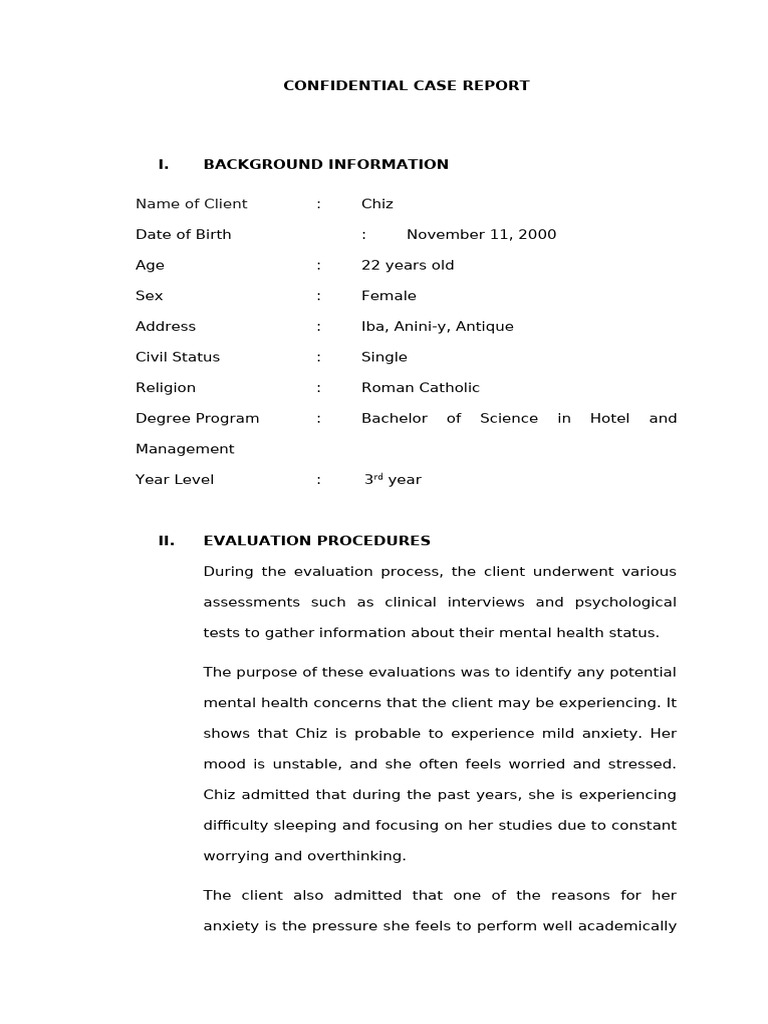 CONFIDENTIAL CASE REPORT GUIDANCE or CLINICAL | PDF | Major Depressive ...