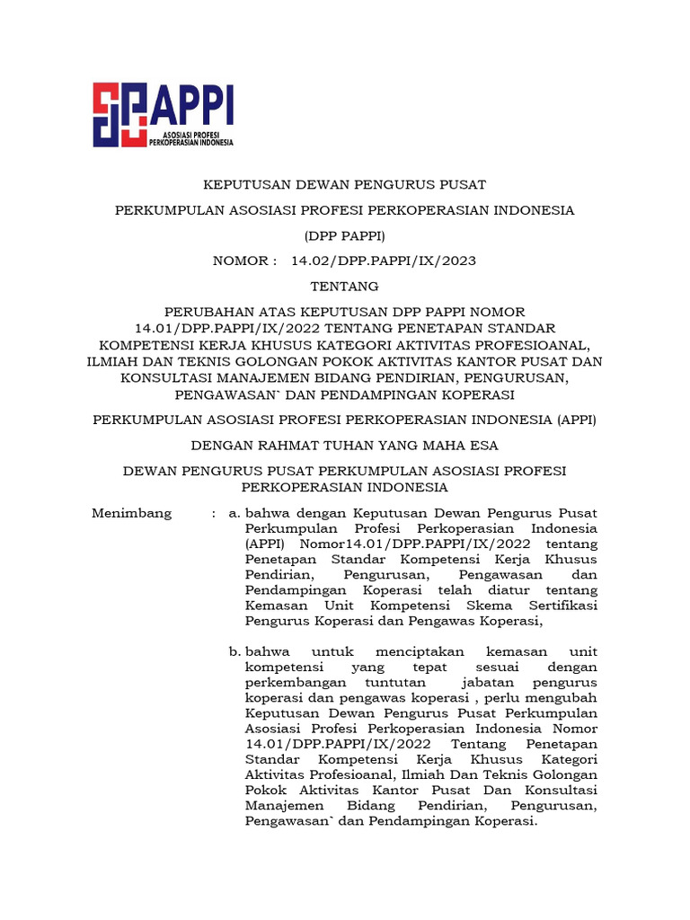 Perubahan Standar Kompetensi APPI 2023 | PDF