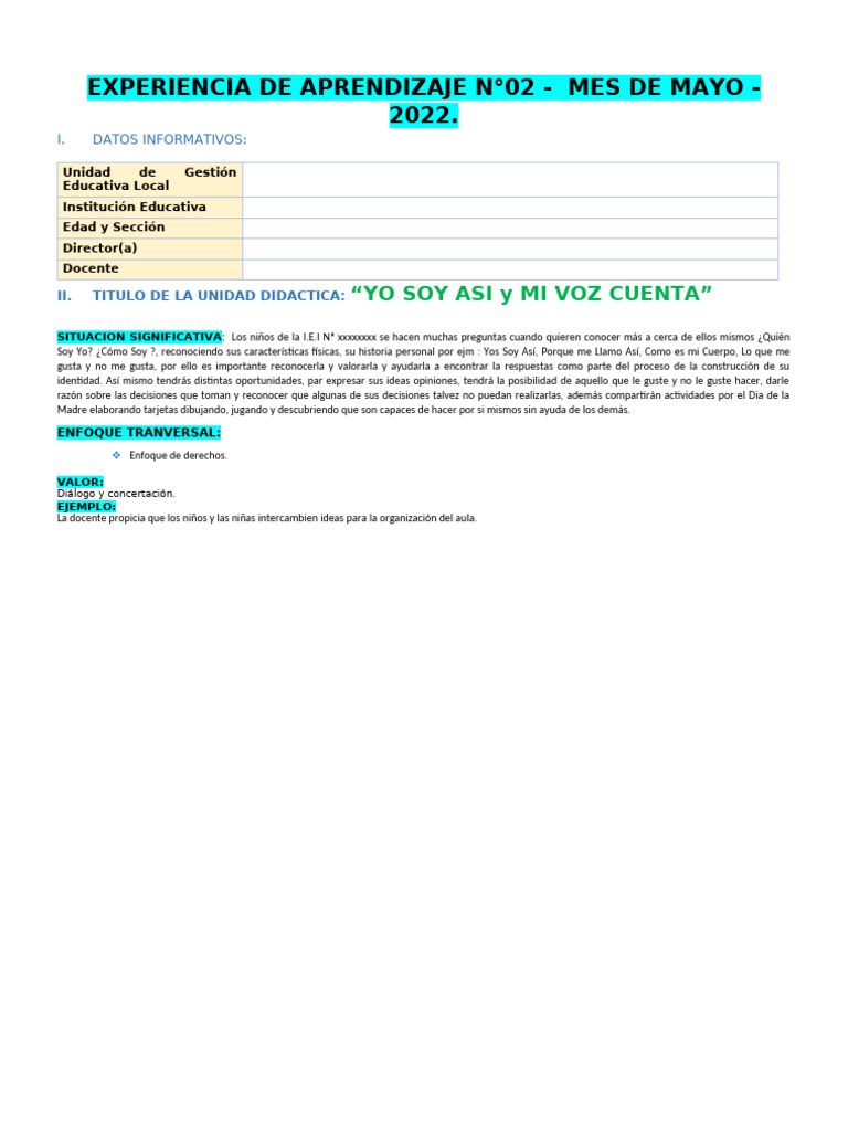 EXPERIENCIA N° 2 MES DE MAYO | PDF | Evaluación | Aprendizaje
