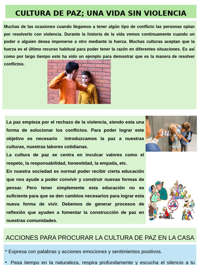 Acciones para Fomentar la Cultura de Paz | PDF | Salud y bienestar