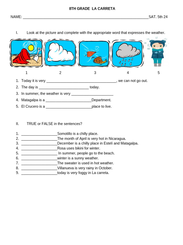 8TH GRADE Work The Weather. | PDF