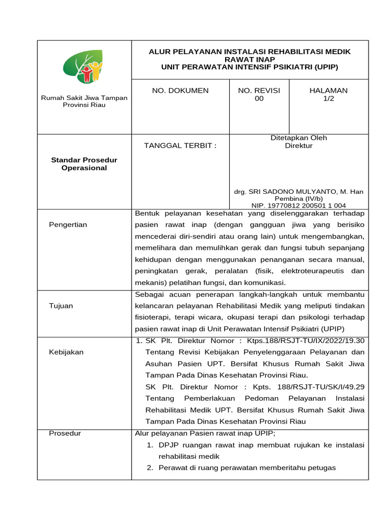 Alur Pelayanan Rehabilitasi Medik UPIP | PDF | Kesehatan Holistik ...