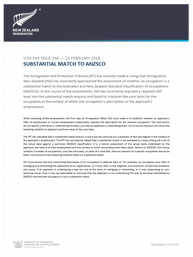 INZ Substantial Match Ruling Explained | PDF