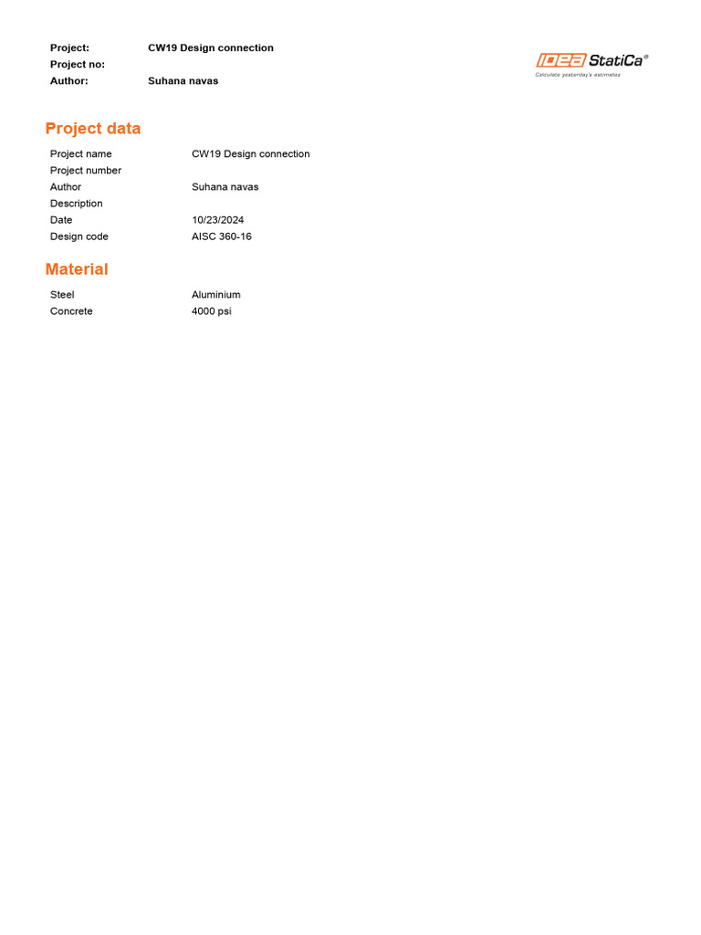 CW19 Design Connection Analysis Report | PDF | Continuum Mechanics ...