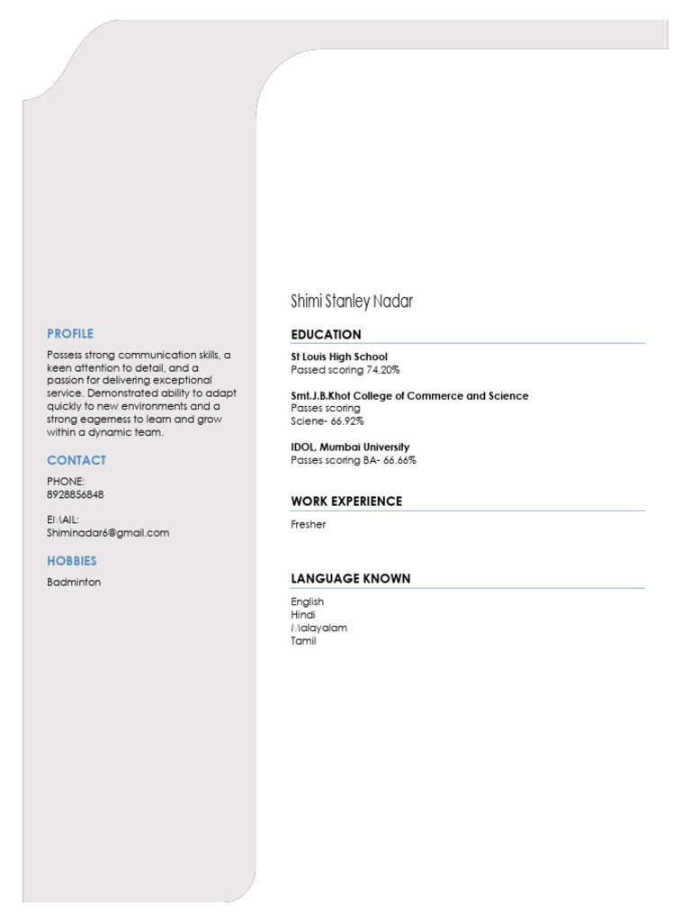 Shimi's Resume | PDF