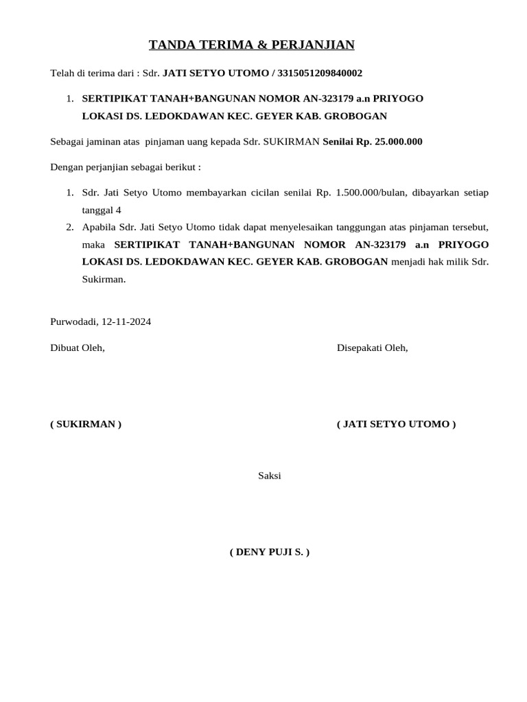 Tanda Terima Sertipikat | PDF