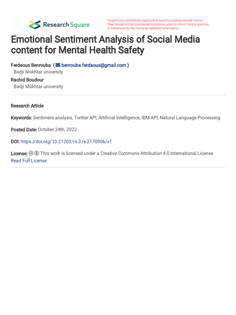Emotional Sentiment Analysis of Social Media Conte | PDF | Social Media ...