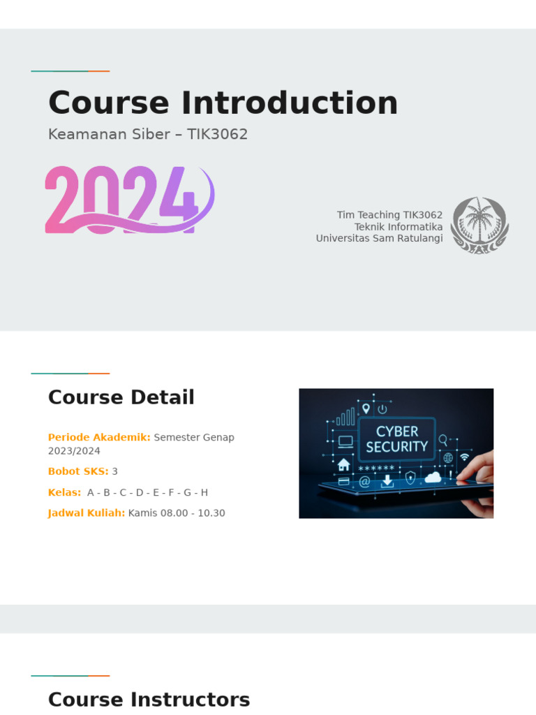 TIK3062.Slide00 - Course Introduction | PDF
