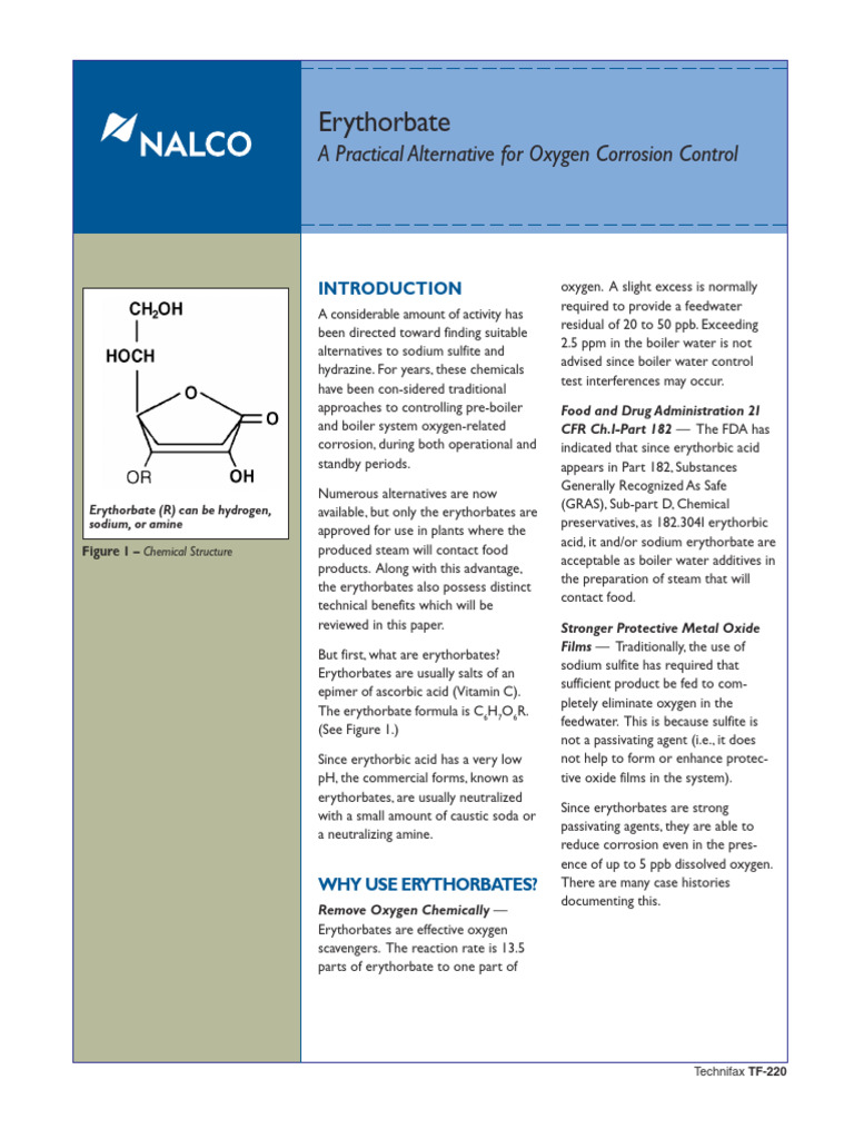 Erythorbates: Safe Boiler Water Additive | PDF | Corrosion | Iron