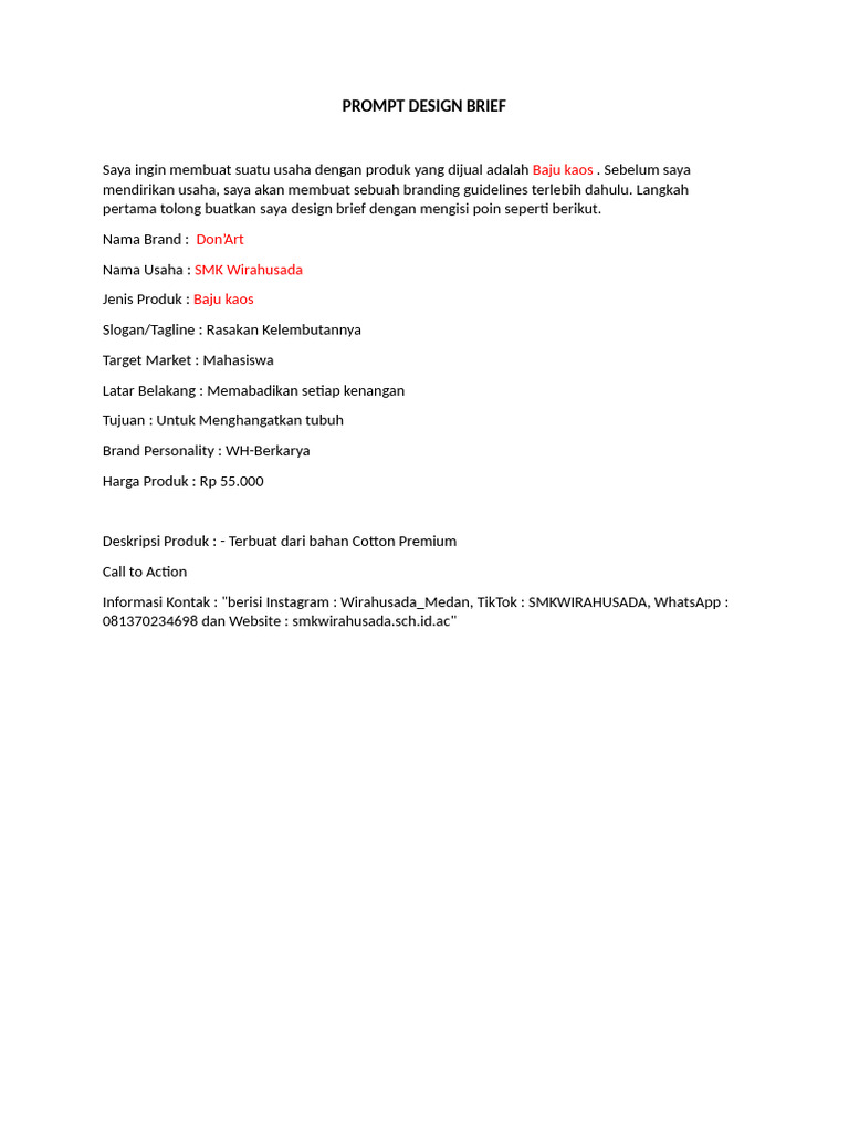 Prompt Design Brief | PDF