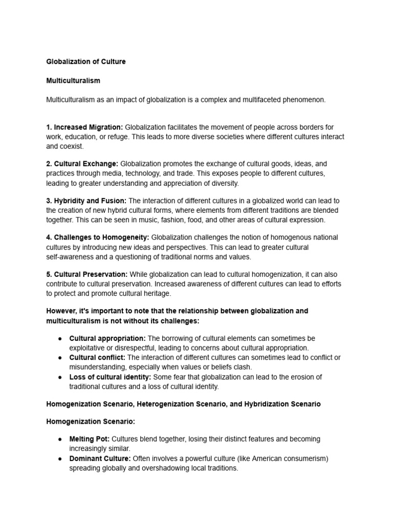 Impact of Globalization on Multiculturalism | PDF | Globalization ...