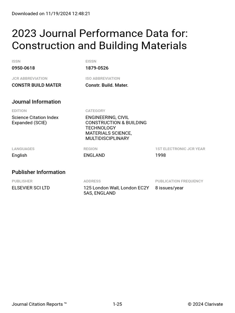 JCR - Constr Build Mater - 2023 | PDF | Science | Academia