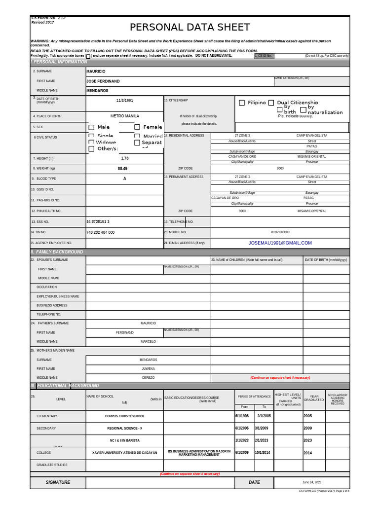 Personal Data Sheet Template | PDF | Justice | Crime & Violence