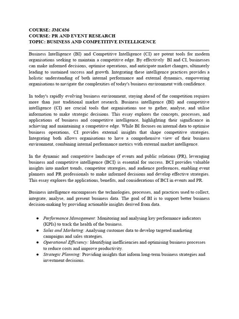 Business vs Competitive Intelligence Insights | PDF | Business ...