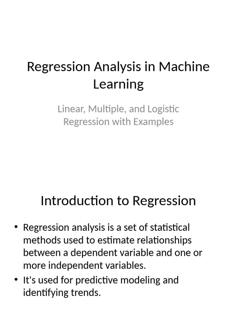 Regression Analysis in Machine Learning | PDF | Logistic Regression ...
