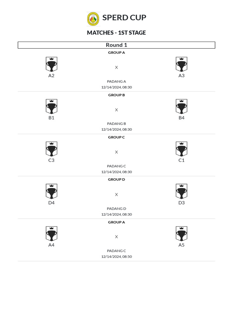 Jadwal Pertandingan Sperd Cup 2024 | PDF