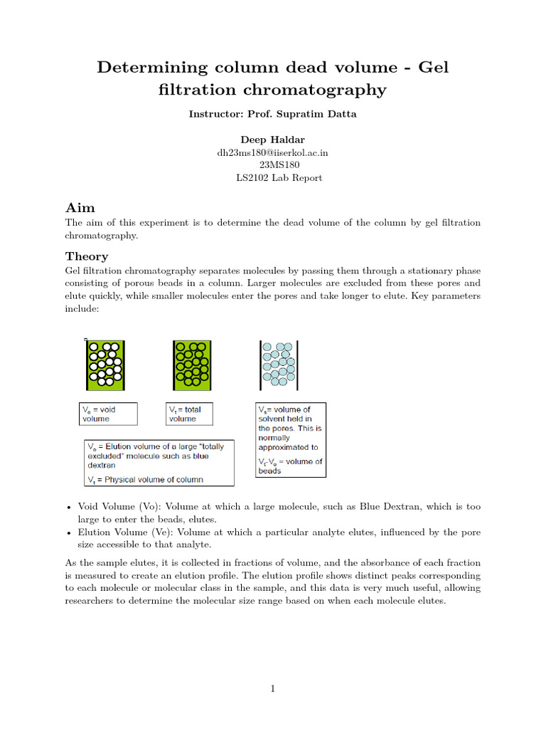 Determining Dead Volume in Gel Filtration | PDF | High Performance ...