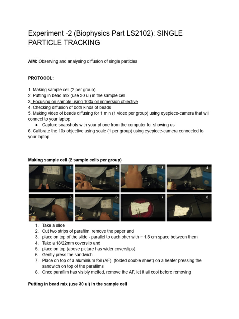 Single Particle Tracking Experiment Guide | PDF