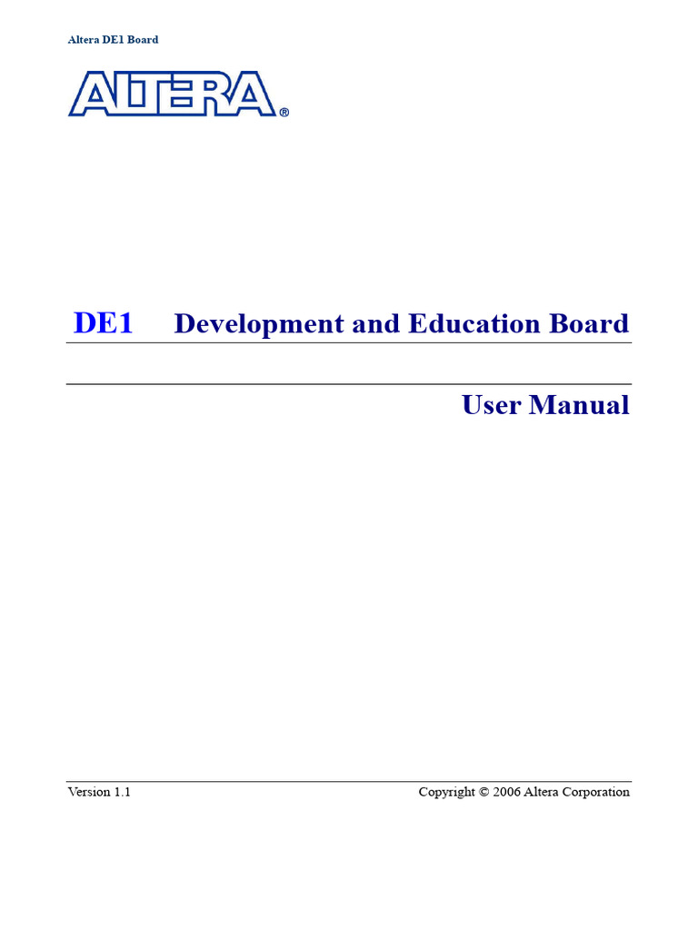 DE1 UserManual v1018 (Summarised) | PDF | Usb | Field Programmable Gate ...