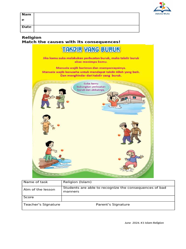 Worksheet Islamic Religion For Preschool | PDF