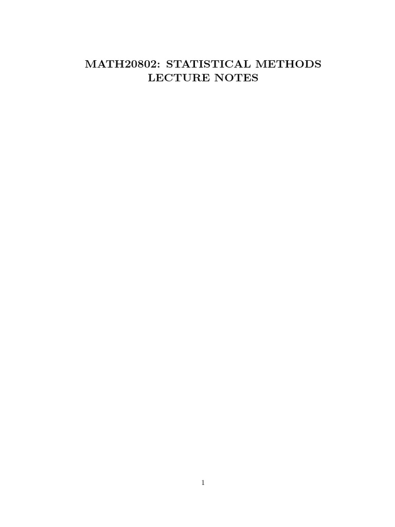 Statistical Methods Lecture Notes | PDF | Estimator | Bias Of An Estimator